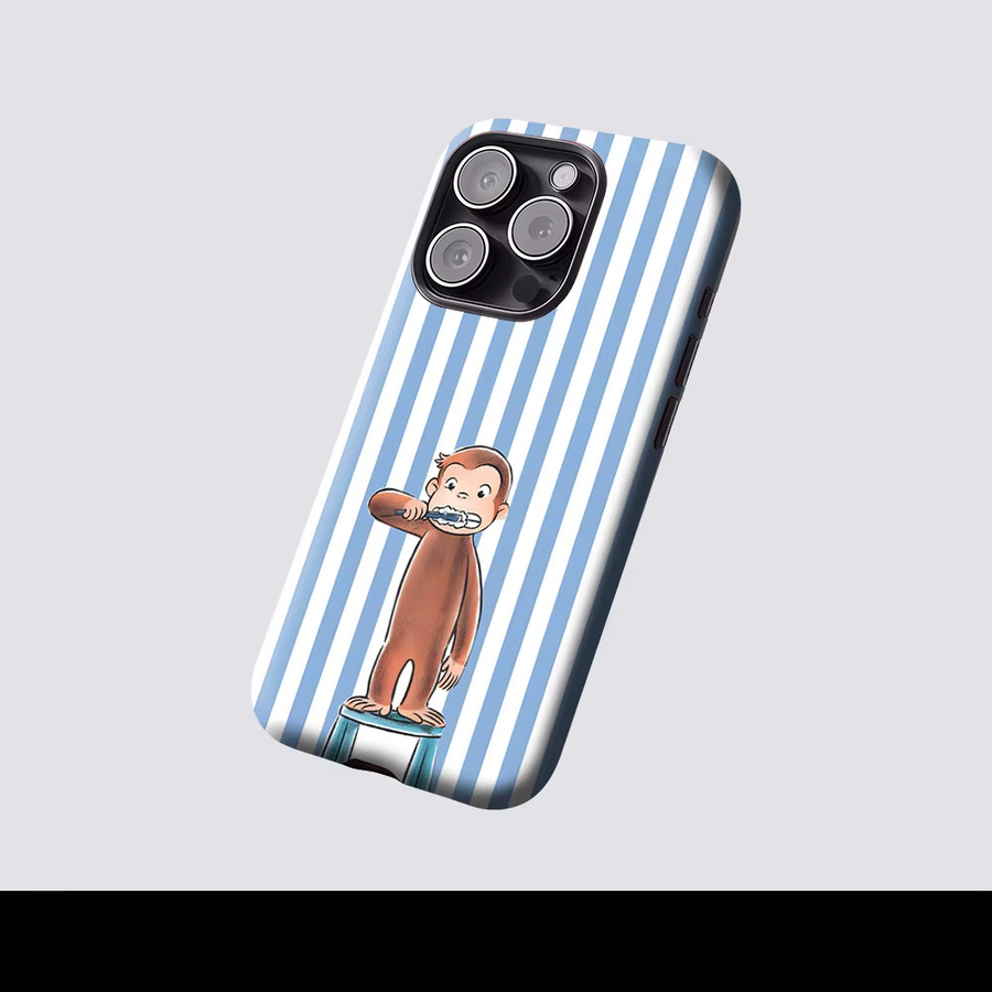Potdemiel Magnetische Handyhülle Curious George Brushing für iPhone 17 16 15 14 13 Pro Max Plus, Mehrfarbig - Bild 2