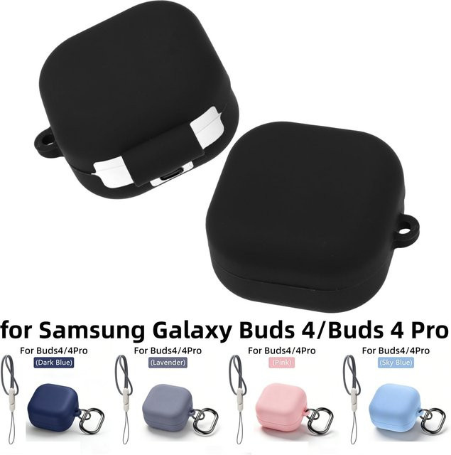 Samsung Silikon-Schutzhülle für Galaxy Buds 4 und Buds 4 Pro mit Karabiner in Schwarz und Transparent - Bild 1