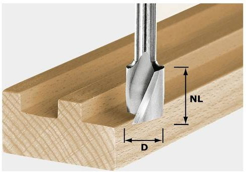 Festool Spiralnutfräser HS Schaftdurchmesser 8 mm Durchmesser 6 mm Arbeitslänge 21 mm Länge 50 mm - Bild 1