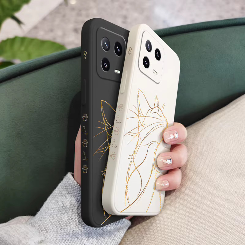 Stolze Katze Handyhülle aus Flüssigsilikon für Xiaomi Mi 15 15T 14 14T 13 13T 12 12X 12T 12S 11 11T 10 10T 9 9T Pro Lite in Grün und Schwarz - Bild 3