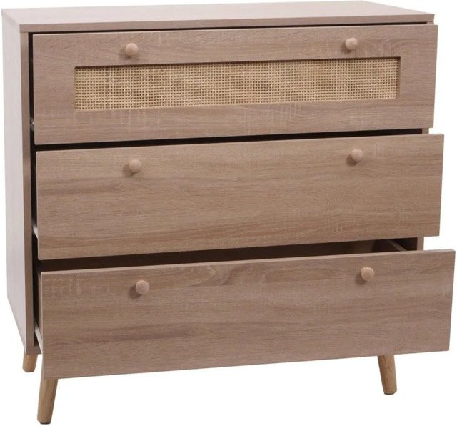 Schubladenkommode MCW M39 in Eiche-Optik mit Rattan-Design, Braun, B/H/T: 78 x 78 x 39 cm - Bild 2