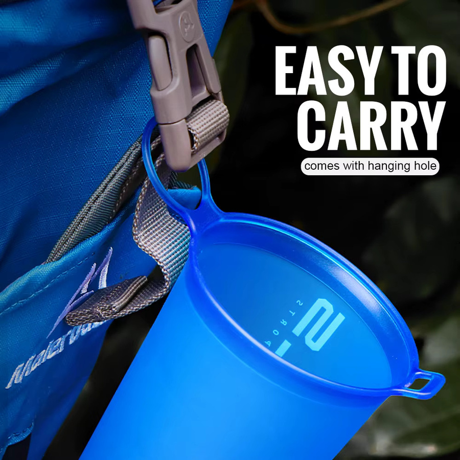 WRELS Faltbarer Trinkbecher aus TPU, 200 ml, wiederverwendbarer Laufwasserbecher für Marathon und Klettern, BPA-frei, in Pink oder Blau - Bild 2