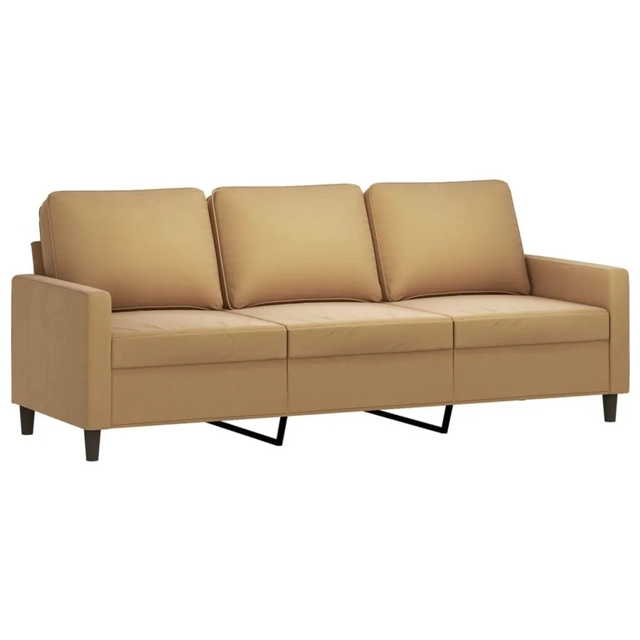 vidaXL 3-Sitzer-Sofa aus Samt in Braun mit Metallrahmen, Breite: 198 cm, Tiefe: 80 cm, Höhe: 77 cm - Bild 1