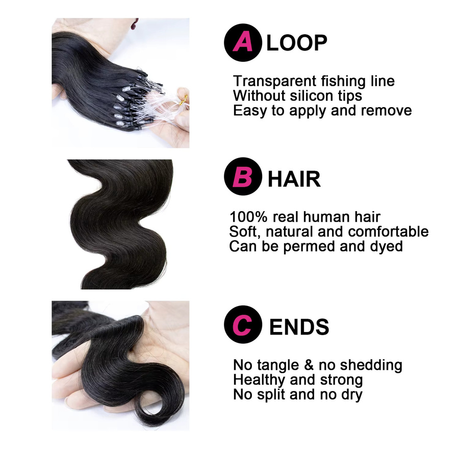 mayfive Micro Link Haarverlängerung Echthaar, Body Wave, 50g - Bild 2