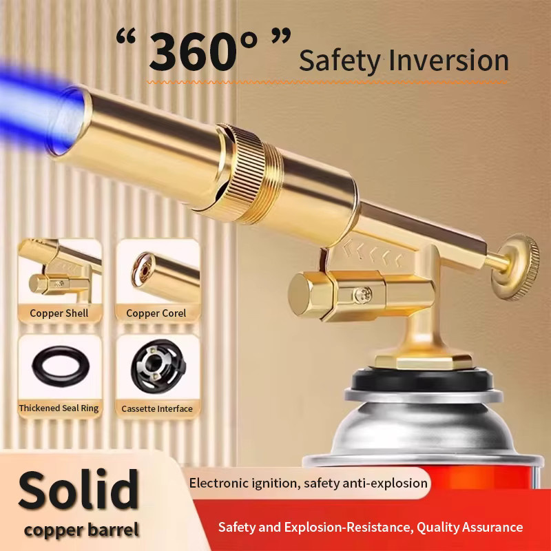 RESISTLAND Gasbrenner mit Autozündung in Gold für Schweißen, Löten und Outdoor-Einsätze - Bild 4