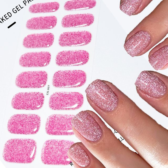 HotPress UV-Gel-Nagelaufkleber, rosa/lila Glitzer, glänzend - Bild 1