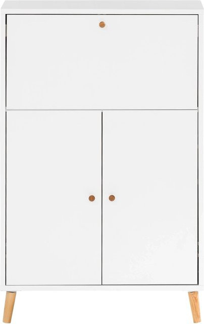 PROREGAL Ausklappbarer Schreibtisch Jaguar in Weiß mit 4 Fächern und 2 Flügeltüren, B x T x H: 101,7 x 65,2 x 39 cm - Bild 1