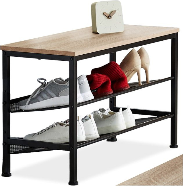 tectake Schuhregal Derry Industrial Style aus Holz und Stahl in Braun, B/T/H: 75,5 x 30,5 x 45,5 cm - Bild 1