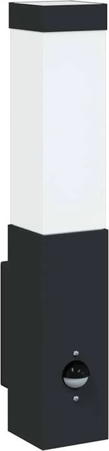 vidaXL Außenwandleuchte Schwarz mit Bewegungsmelder aus Edelstahl und Kunststoff, B/T/H: 10,5 x 6 x 33 cm - Bild 1