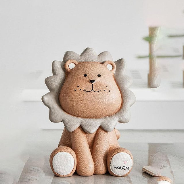 Niedliches Löwe Sparschwein aus Harz in Multicolour als kreatives Kinderspielzeug und Deko-Ornament, Höhe: 12,0 cm, Breite: 19,0 cm, Tiefe: 12,0 cm - Bild 1