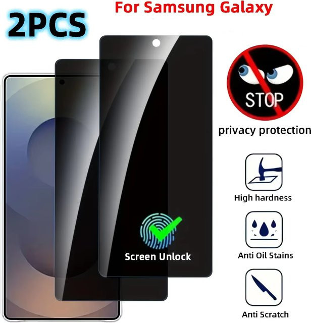 Anti-Spy Panzerglas Displayschutzfolie für Samsung Galaxy S26 Ultra S25 S24 Plus S23 S22 FE transparent mit Fingerabdruck-Entsperrung - Bild 1