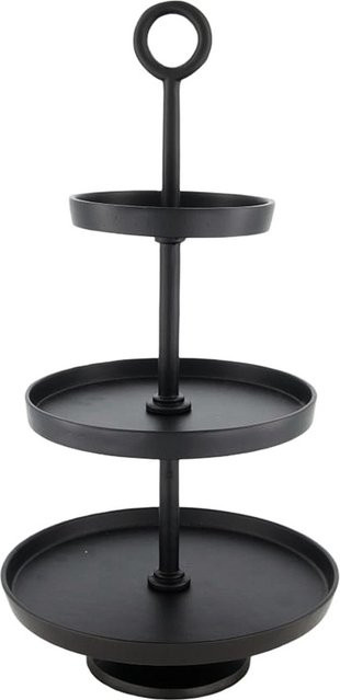 3-stöckige Etagere aus Aluminium in Schwarz im Landhaus-Stil, Höhe: 47 cm - Bild 1