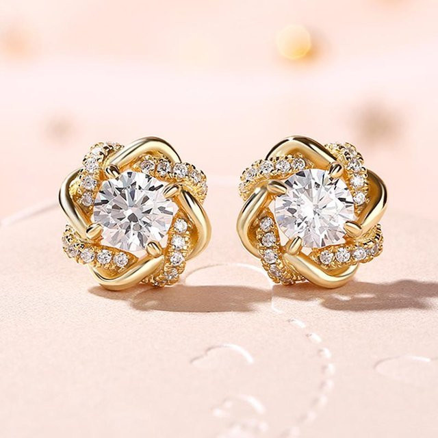 YIRAN Jewelry Ohrstecker, Goldfarben, Zirkonia, Damen - Bild 1