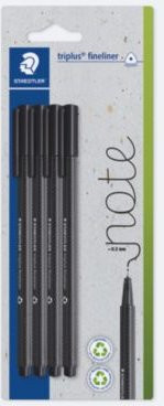 Staedtler Fineliner triplus 334, Strichstärke 0,3 mm, Schwarz, 4er Pack - Bild 1