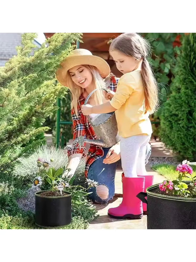 Schwarze Vliesstoff-Pflanzbeutel mit Griffen für Blumen und Gemüse, 3 Gallonen - Bild 7