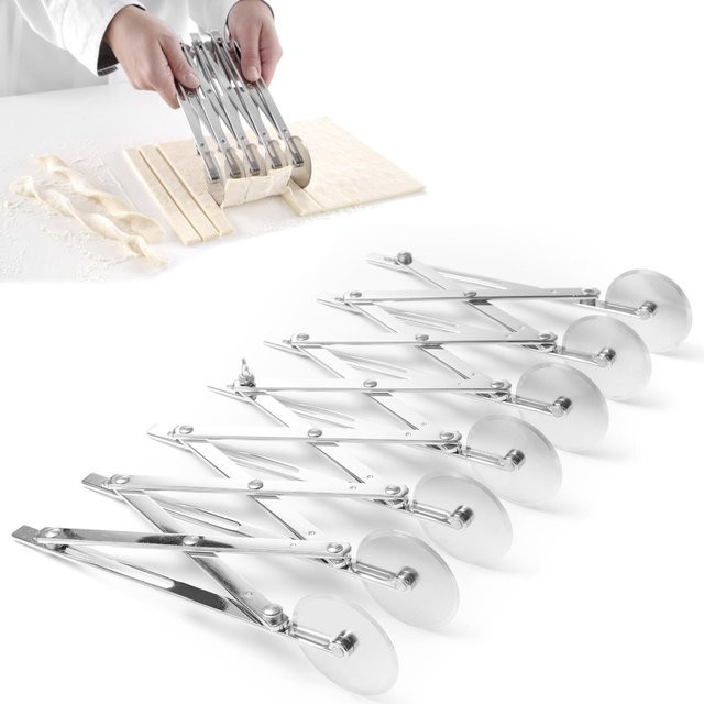Hendi Teigmarkierer mit 7 Klingen aus Edelstahl, verstellbar, Silber - Bild 1