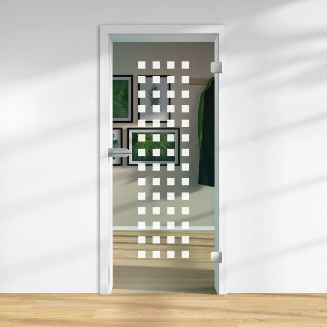 Skyscope Glasdrehtür ESG Floatglas mit Lasermattierung, Transparent, DIN Rechts, H x B x T: 197,2 x 83,4 x 0,8 cm - Bild 1