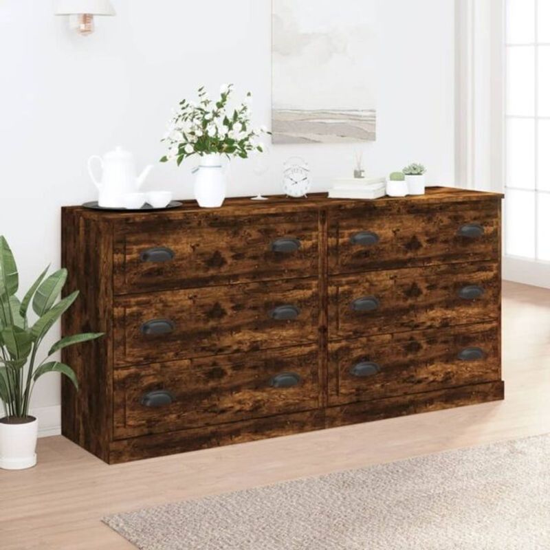 Set aus 2 Sideboards von vidaxl in Braun aus Holzwerkstoff im Industrial Design, B/T/H: 70 x 35,5 x 67,5 cm - Bild 1