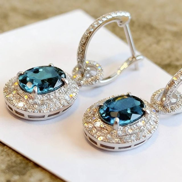 Huitan Ohrringe, Silber, blauer Zirkonia, Damen - Bild 1