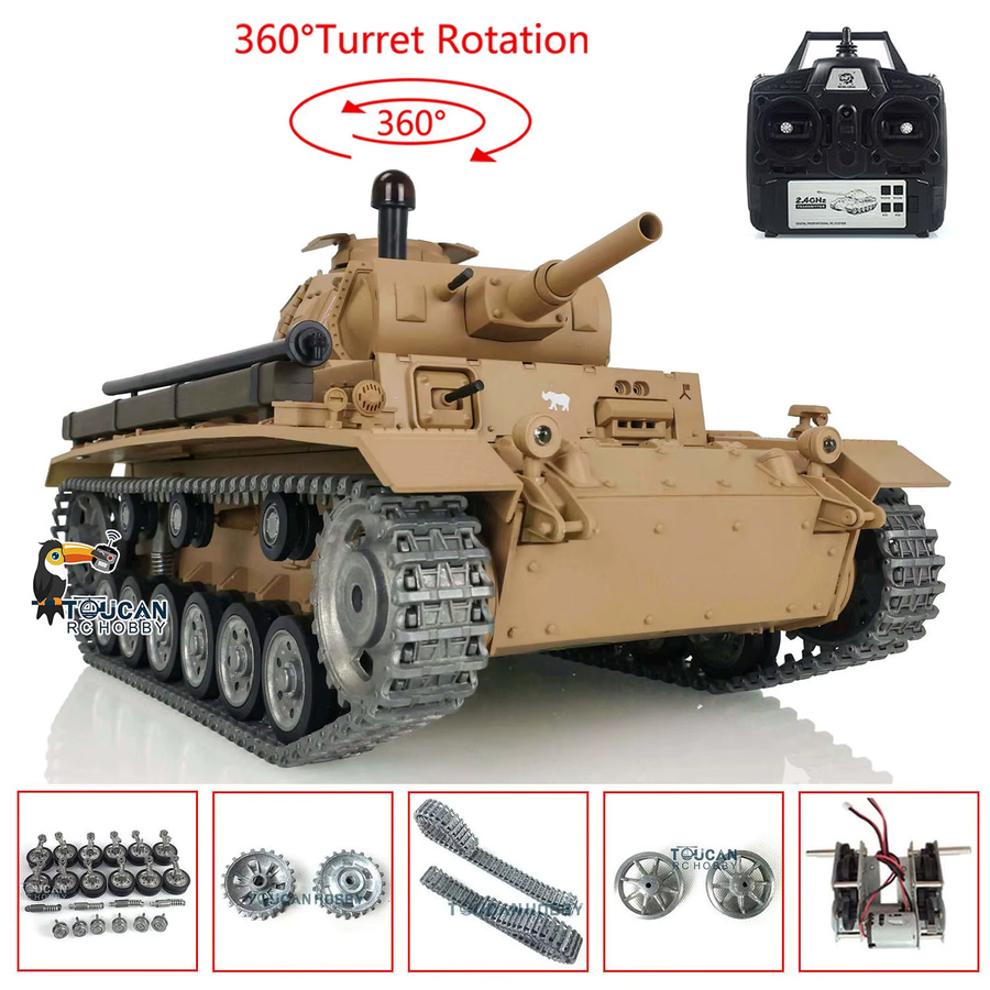 Heng Long Panzer III, ferngesteuertes Panzerfahrzeug-Modell, 1:16, Metallketten Räder - Bild 2