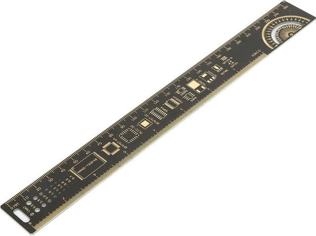 Multifunktionales Leiterplattenlineal für Elektronikingenieure von TOMTOP JMS, Metall, Gold/Schwarz, Länge: 25 cm - Bild 1