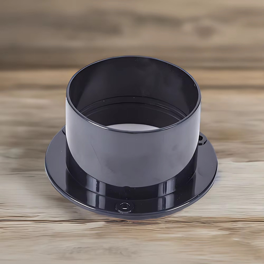 Korrosionsbeständige ABS-Luftkanalverbindung als Flanschverbindung für gerade Rohre in runder Form zur Wandmontage, Farbe: Schwarz, Durchmesser: 75 mm - Bild 2