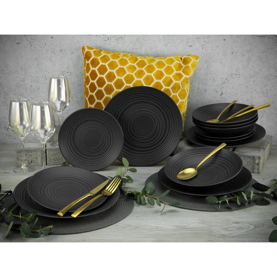 CreaTable Tafelservice Lava Stone 12-teilig aus Keramik in Schwarz - Bild 4