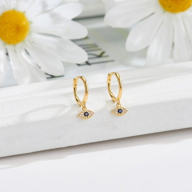 REETI Creolen 925 Silber, Zirkonia, Gold, Damen - Bild 1