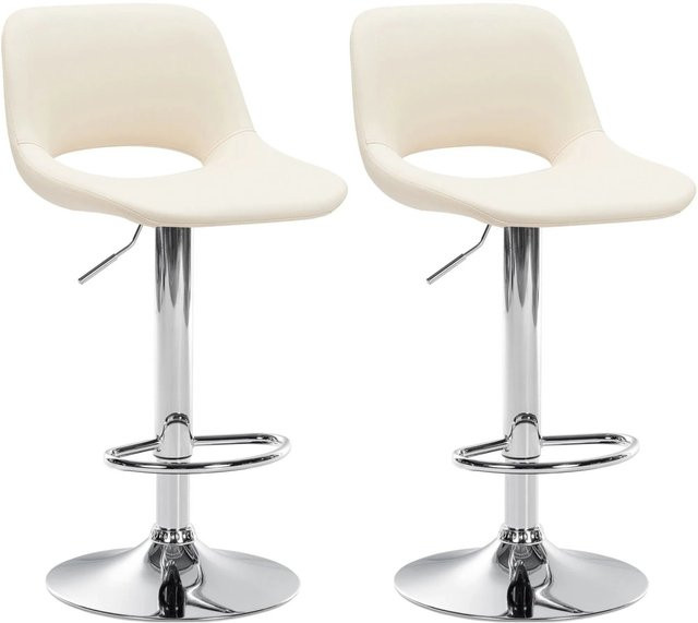 DELUKE Barhocker 2er Set JAKSON Tresenhocker aus Kunstleder in Creme mit Chromgestell und Lehne - Bild 1