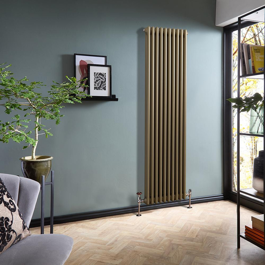 Hudson Reed Regent Gliederheizkörper Vertikal in Gold, Höhe: 180 cm, Breite: 47 cm - Bild 1