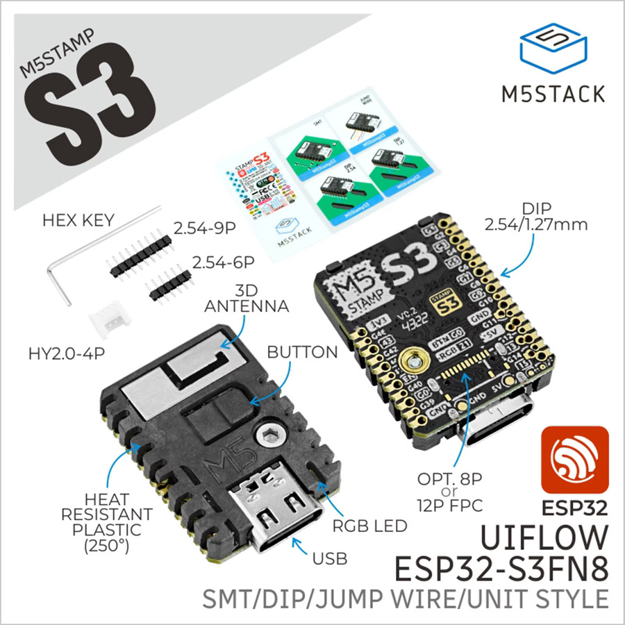 M5Stack M5Stamp ESP32S3 Modul in Schwarz - Bild 2