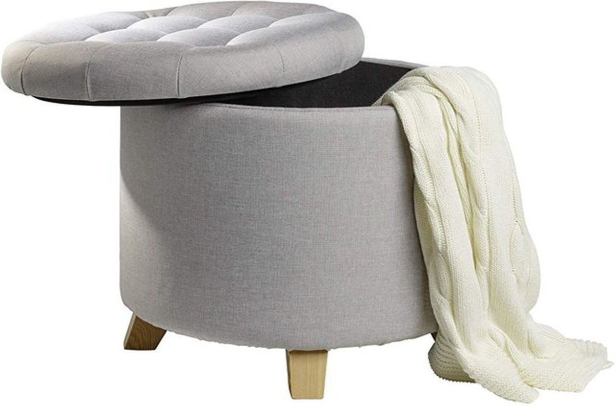 Echtwerk Sitzhocker Mary mit Stauraum in Grau, B/T/H: 45 x 45 x 41 cm - Bild 2