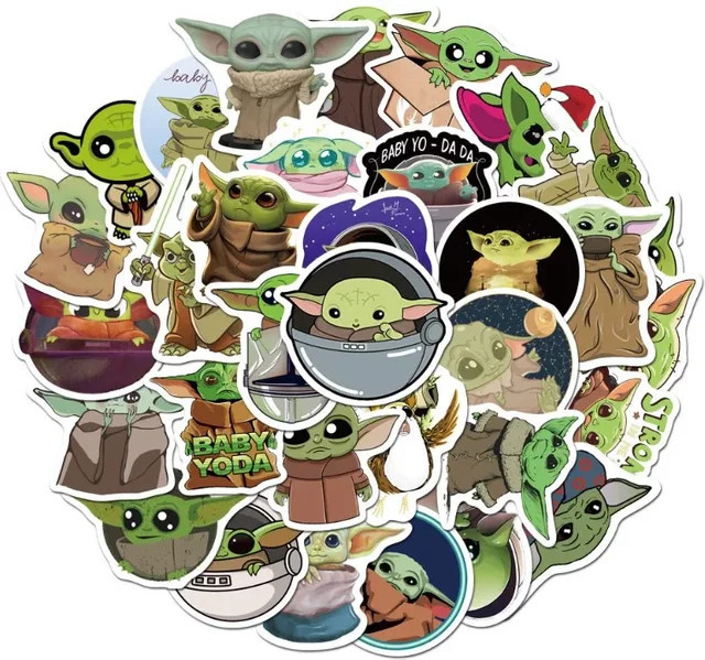 50 Stück Star Wars Yoda Aufkleber, bunte Cartoon Anime Sticker für Laptop, Handy, Auto und Spielzeug - Bild 1