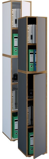 VCM Holz Büroschrank Salia 5-fach mit Drehtür und höhenverstellbaren Fachböden, Breite: 30 cm, Höhe: 183 cm, Tiefe: 30 cm - Bild 1