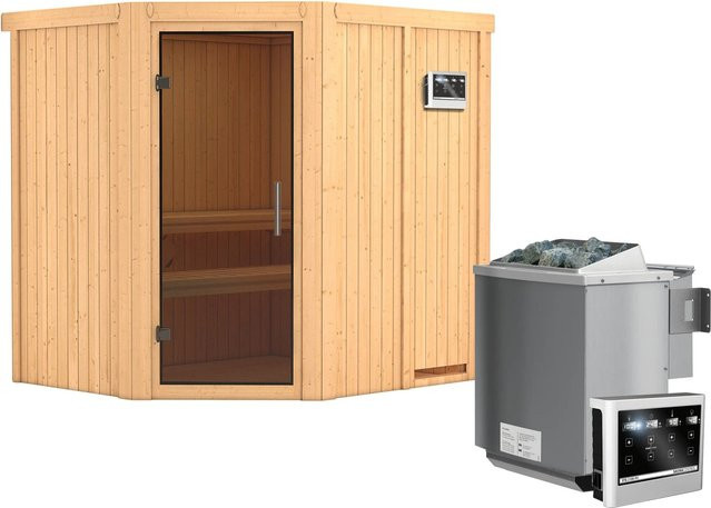 Karibu Sauna-Set Swenna mit Bio-Kombiofen 9 kW und externer Steuerung in Graphit, B/T/H: 196 x 170 x 198 cm - Bild 1