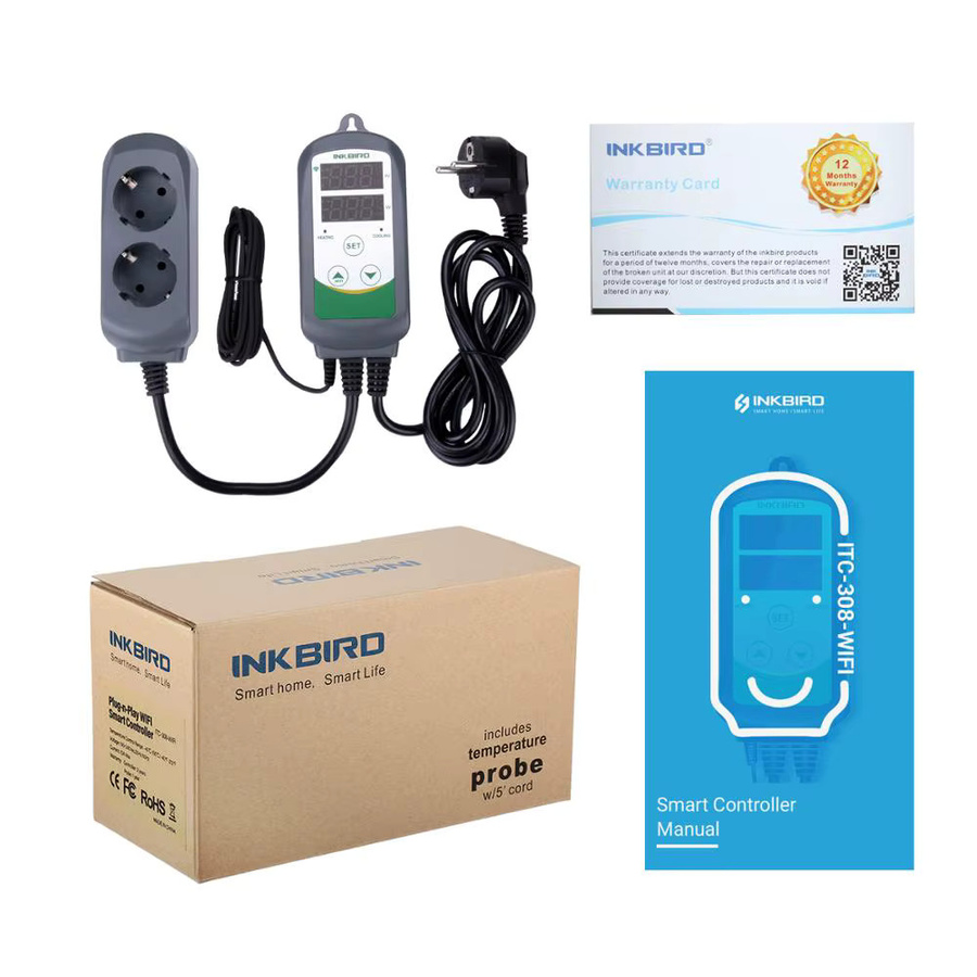 Inkbird Digitaler Temperaturregler ITC-308 & 308WIFI mit Doppelrelais für Heizung und Kühlung, EU-Stecker - Bild 5