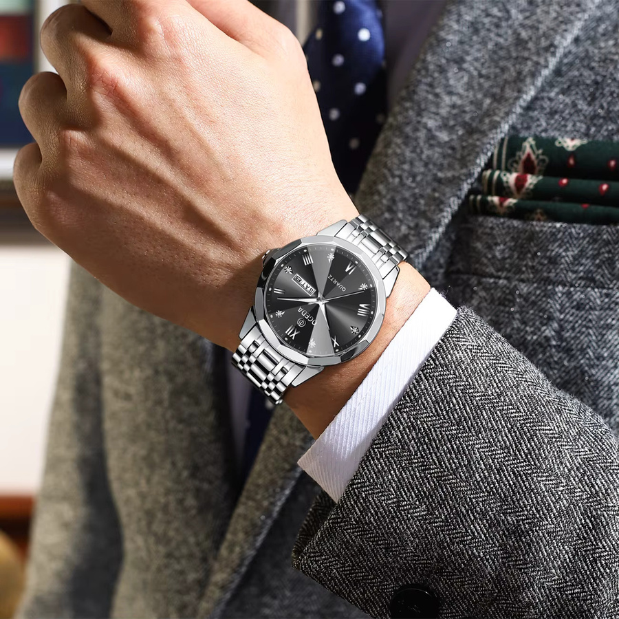 OGADE Armbanduhr Edelstahl, Quarz, Schwarz, Herren - Bild 4