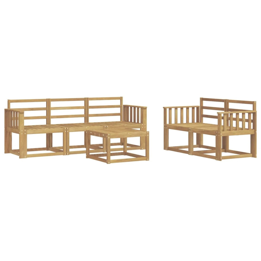 vidaXL Outdoor-Sofagarnitur 6-teilig aus Akazienholz in Weiß, B/T/H: 59 x 59 x 37 cm - Bild 2