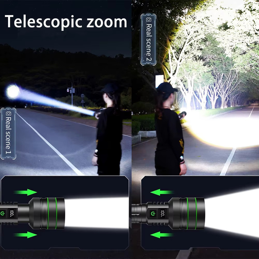 KENSUN LED-Taschenlampe mit Laternenfunktion, USB wiederaufladbar, Schwarz - Bild 3