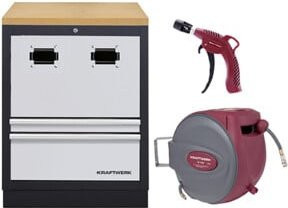 Kraftwerk Schrank für Kabelaufroller mit Multiplex Set in Grau, abschließbar - Bild 1