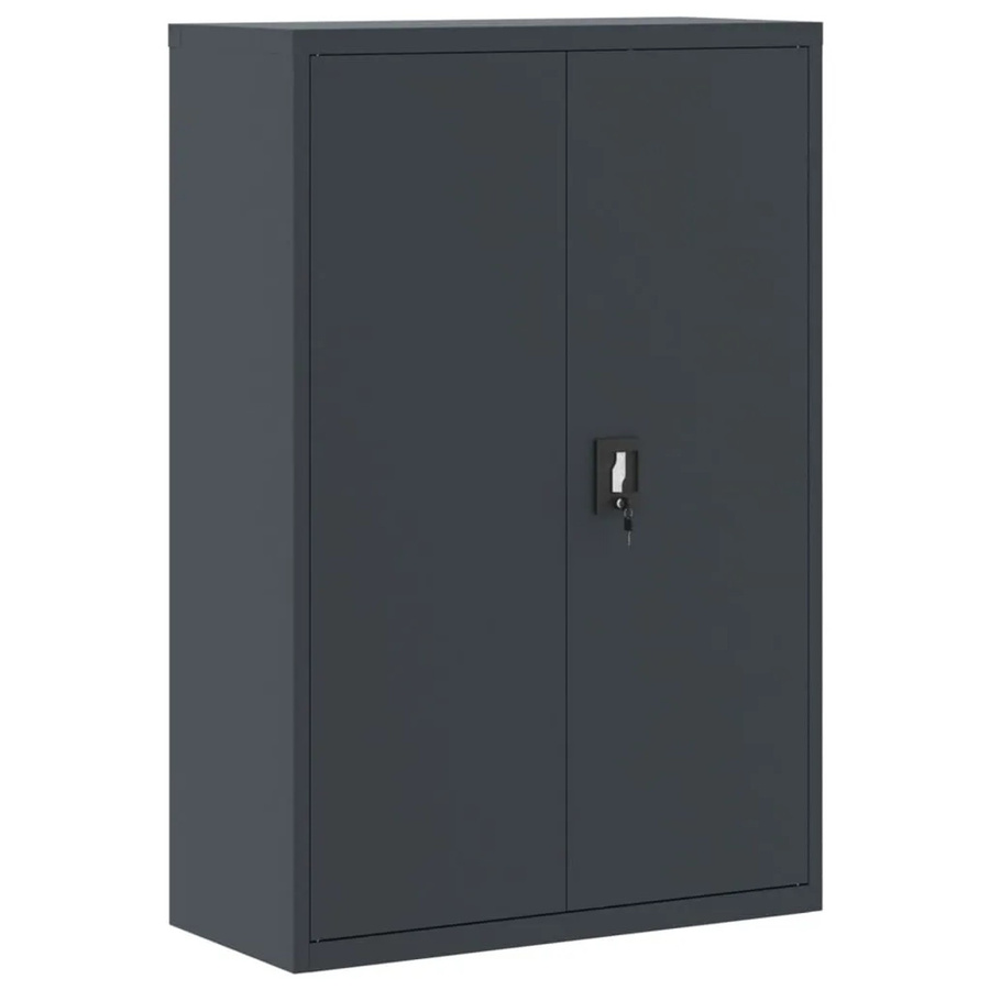 vidaXL Aktenschrank aus pulverbeschichtetem Stahl in Anthrazit mit Türen und Schloss, B/T/H: 90 x 40 x 140 cm - Bild 2
