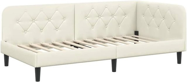 vidaXL Eckbettgestell mit Kopfteil aus Samt in Beige, B/T/H: 204 x 140 x 104 cm - Bild 1