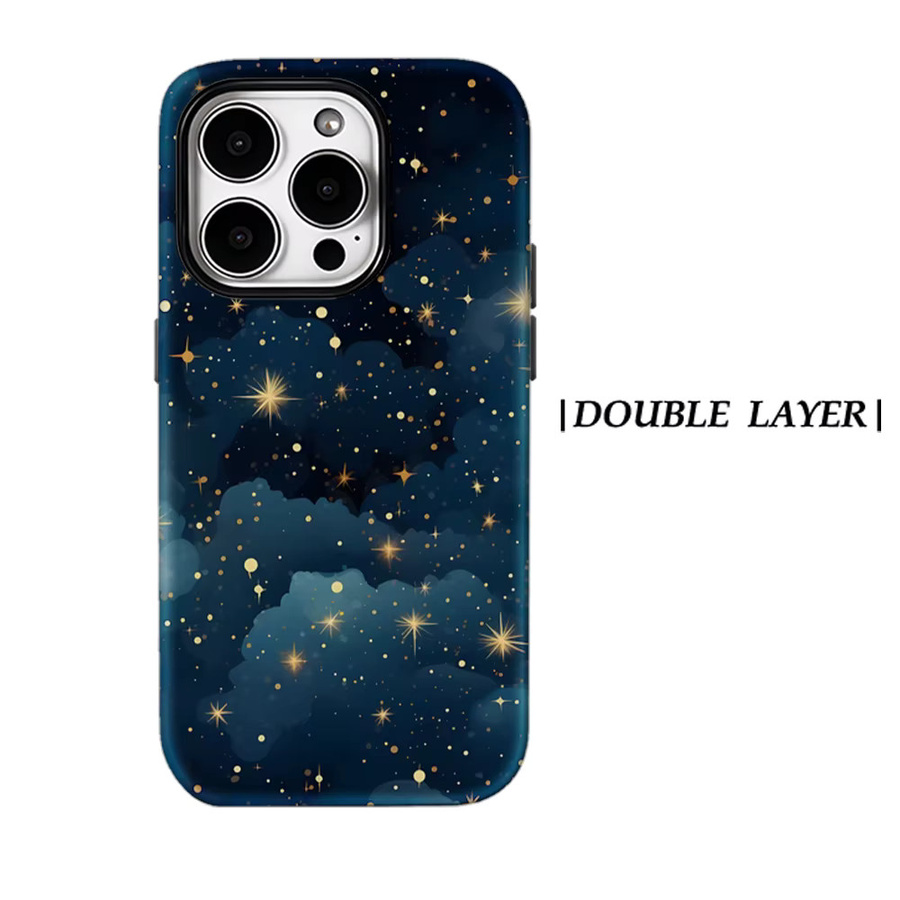 Potdemiel Magnetische Handyhülle mit Goldenen Sternenwolken für iPhone 13 bis iPhone 17 Pro Max Plus in Gold und Multicolour - Bild 7