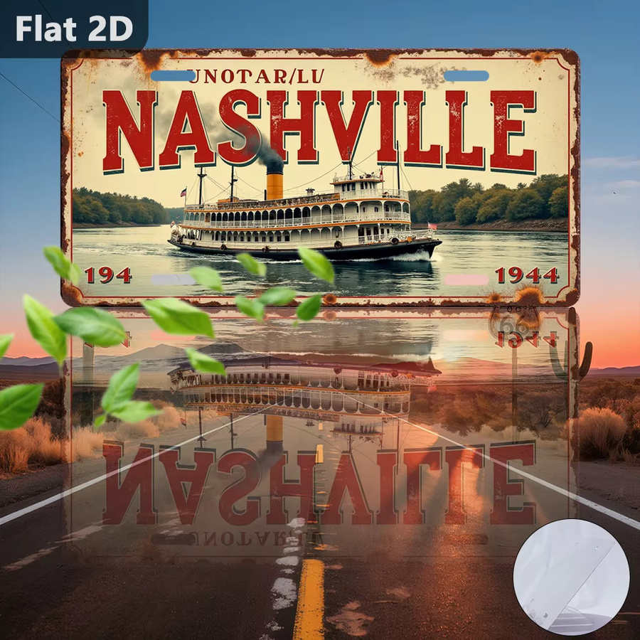 CIFBUY Nashville River Boat Blechschild Retro Metall-Wanddekoration Mehrfarbig B: 30,48 cm, H: 15,0 cm, T: 15,0 cm - Bild 4