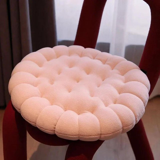 Yiran Furniture Keks-Sitzkissen rund in Pink, dekoratives Tatami-Pad aus Plüsch für Sofa und Bürostuhl - Bild 1