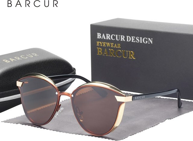 Barcur Sonnenbrille, rund, Vollrand, braun, Damen, polarisiert - Bild 1