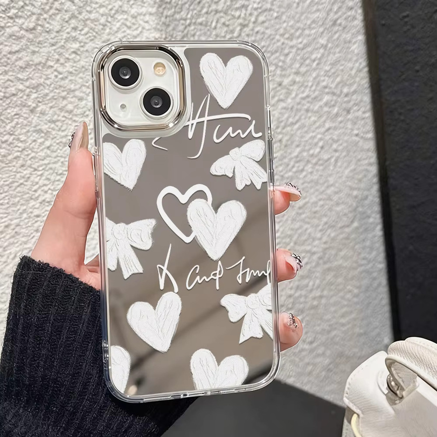 Apple iPhone Schutzhülle mit Make-up Spiegel und Herz-Design in Transparent für iPhone 17 Pro Max, 16, 15, 14, 13, 12 und Air - Bild 3
