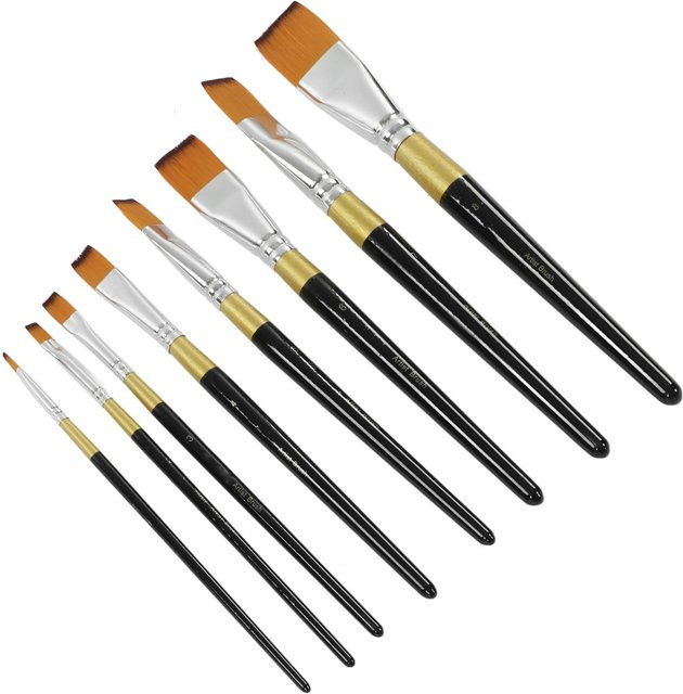 GoolRC Pinselset mit 8 Stück aus Nylon und Aluminium in Schwarzgold mit ergonomischem Griff und weichen Borsten für professionelle Kunstarbeiten - Bild 1