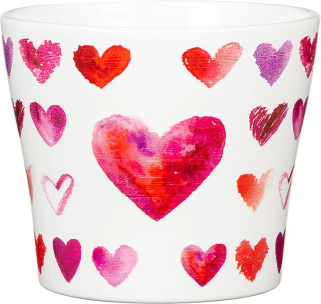 Scheurich Übertopf 808 Heartbeat Keramik Rot-weiß Durchmesser: 11 cm, Höhe: 9,3 cm - Bild 1