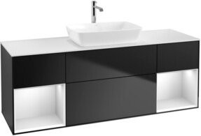 V&B Waschtischunterschrank Finion in Weiß oder Blau mit Lackierung und Regalfach, Breite: 160 cm - Bild 1